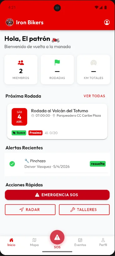 Iron Bikers App Inicio Claro